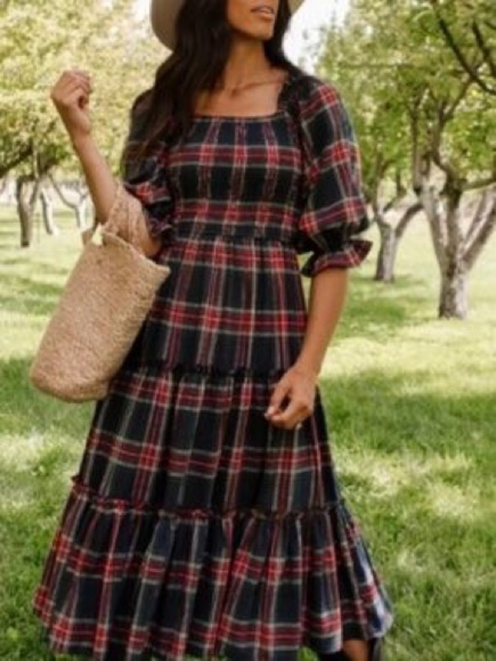 NWT XLarge Ivy City Co. Madeline dress in Navy Plaid